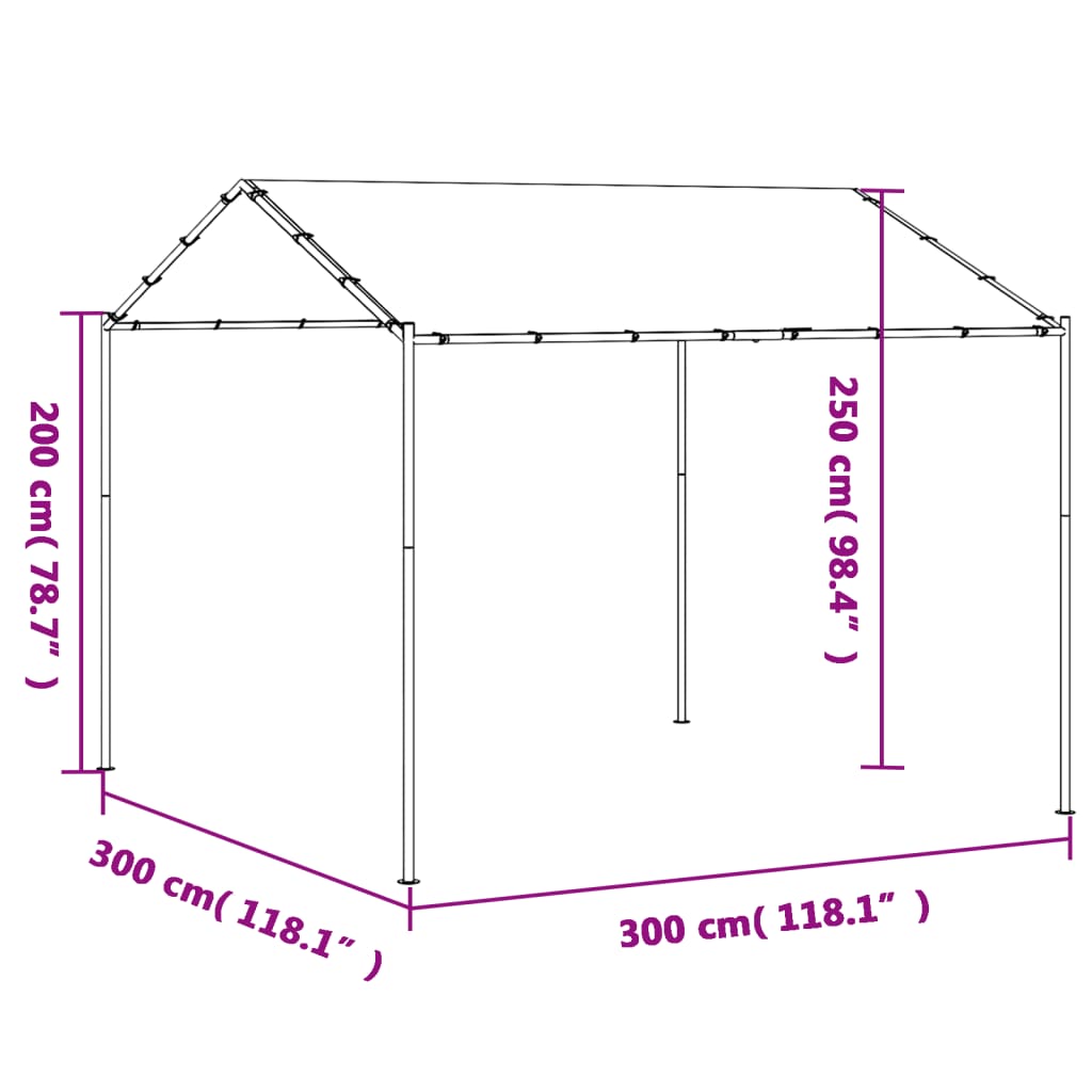 Paviljon 3x3 m čelik i tkanina - bež, 3 x 3 x 2 5 m (d x š x v) - number 9.