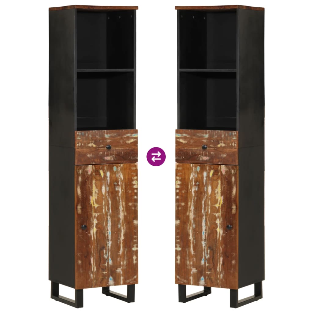 Szafka łazienkowa 38x33x160 cm lite drewno z odzysku - number 6.