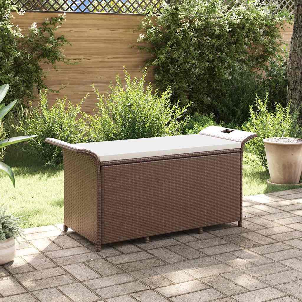 Panca da giardino con cuscino polyrattan - marrone, 116 x 46 x 57 cm, 1 - number 1.