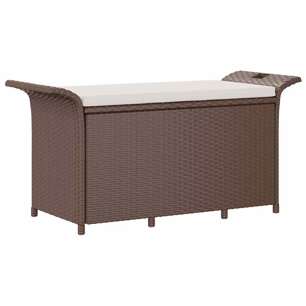 Panca da giardino con cuscino polyrattan - marrone, 116 x 46 x 57 cm, 1 - number 2.