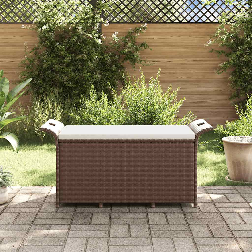 Panca da giardino con cuscino polyrattan - marrone, 116 x 46 x 57 cm, 1 - number 3.