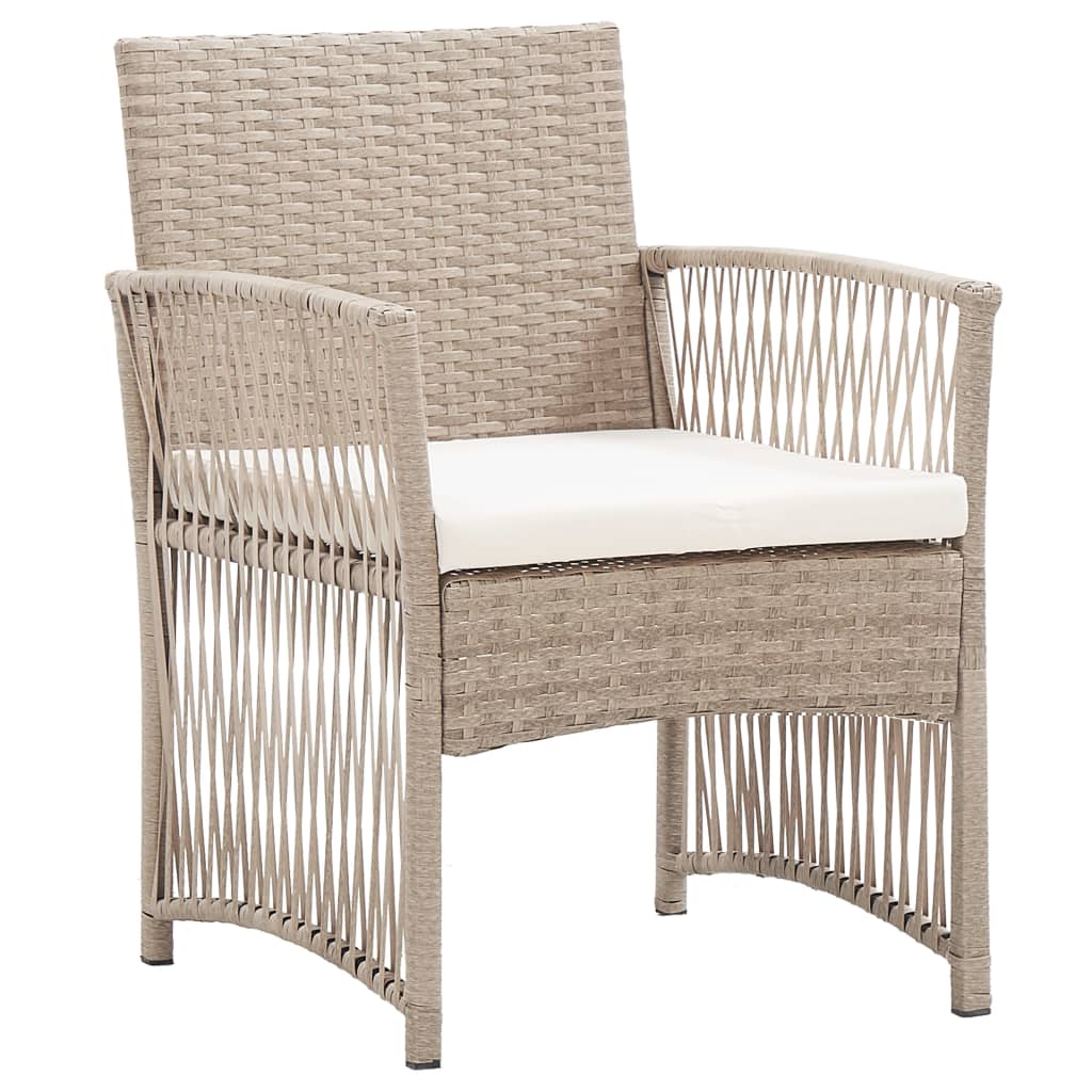 Havestole med hynder 2 stk. polyrattan beige - number 2.