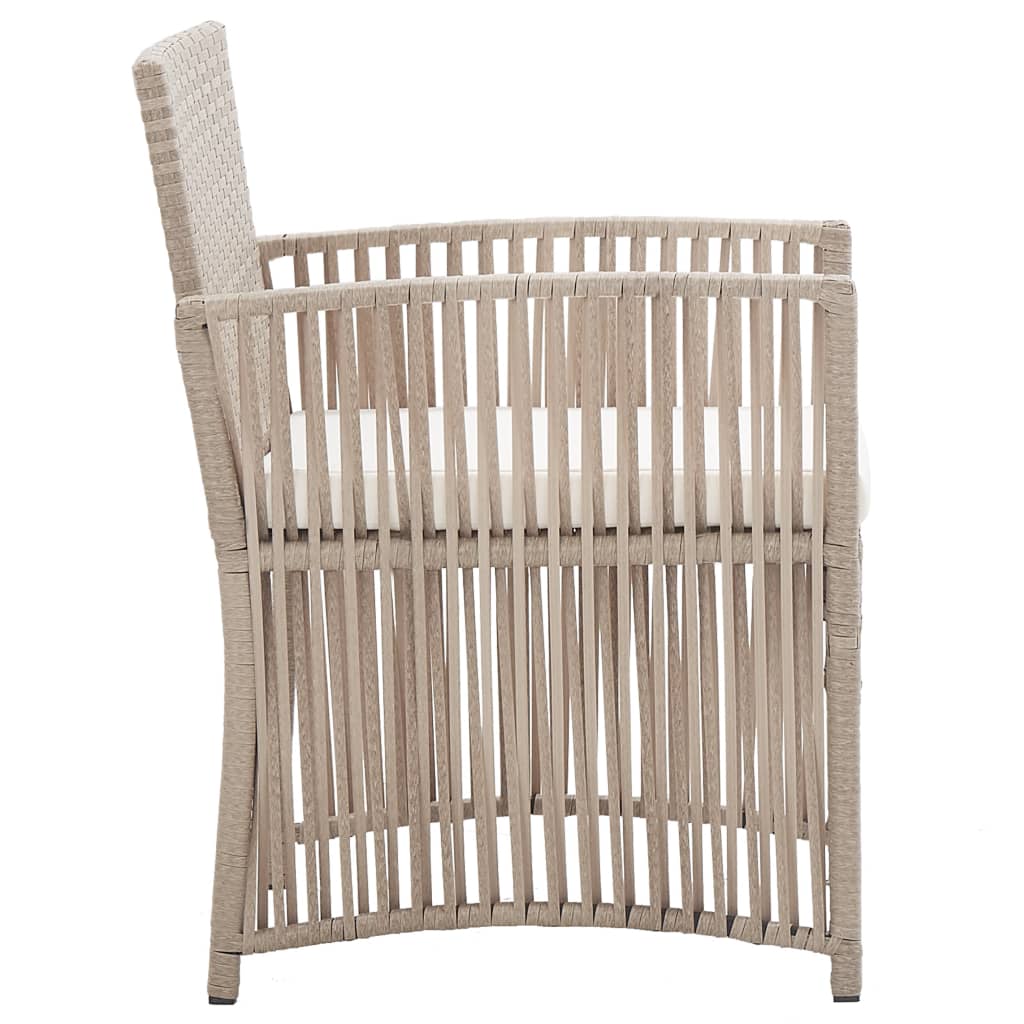 Havestole med hynder 2 stk. polyrattan beige - number 4.