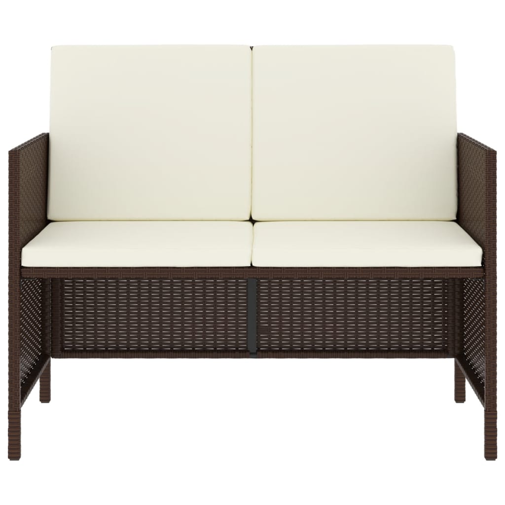 Spisebordssæt til haven 6 dele med hynder polyrattan - brun - number 5.