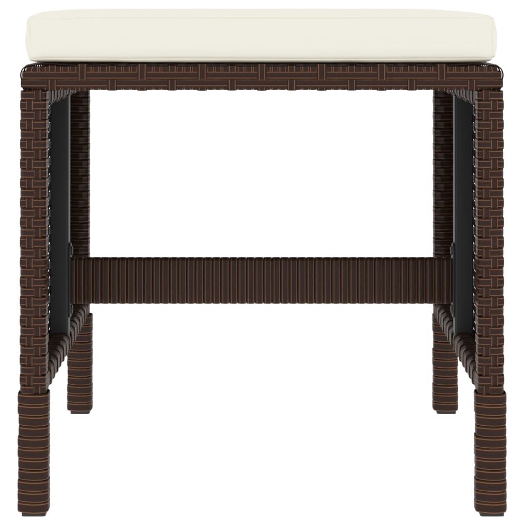 Spisebordssæt til haven 6 dele med hynder polyrattan - brun - number 9.