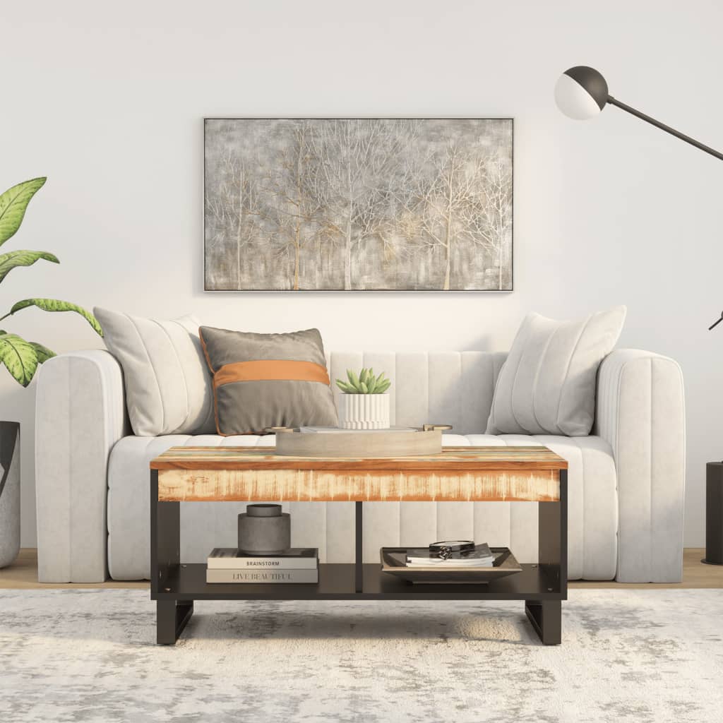 Sofabord massivt genbrugstræ - flerfarvet, 90 x 50 x 40 cm, 1 - number 1.