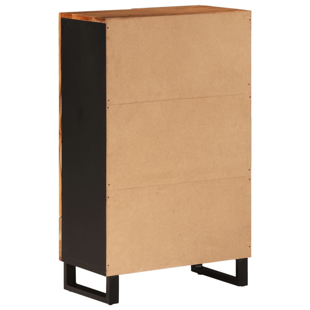 Skab med skuffe 60x33x100 cm massivt akacietræ og jern - number 5.