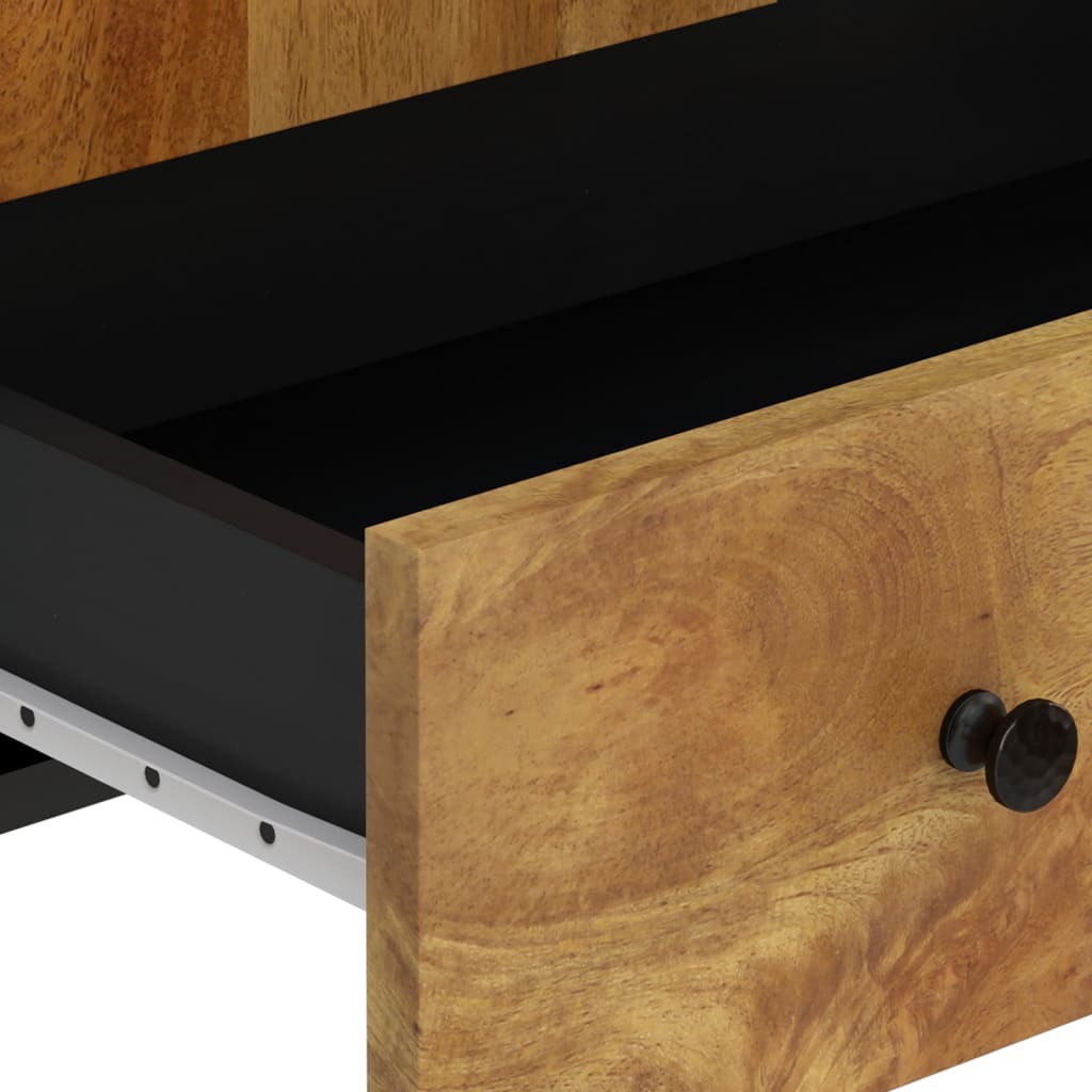 Skab med skuffe 60x33x100 cm massivt mangotræ og jern - number 8.