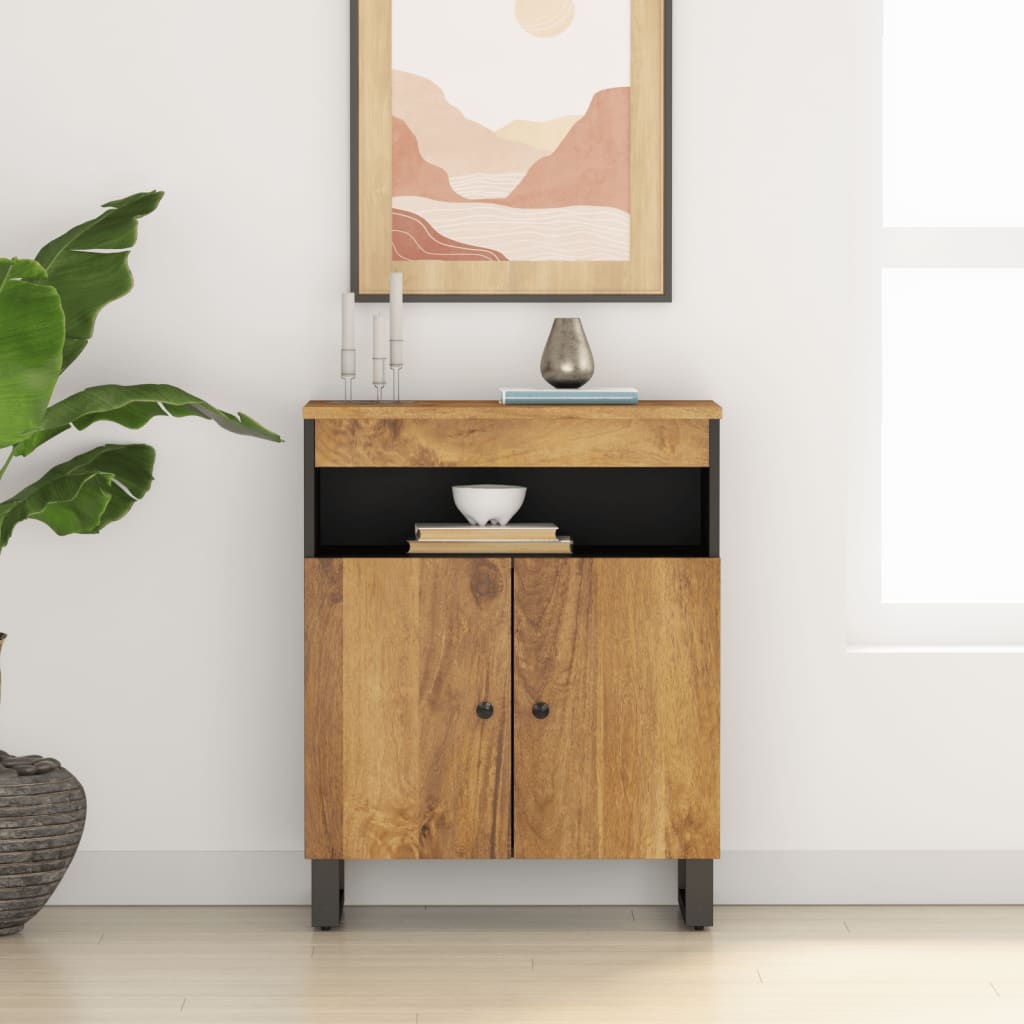 Sideboard with 2 doors 60x33x75 cm solid mango wood - honey colored, 1 - number 1.