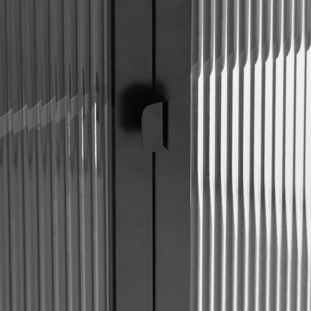 Skab 85x40x180 cm glas og stål sort - number 9.