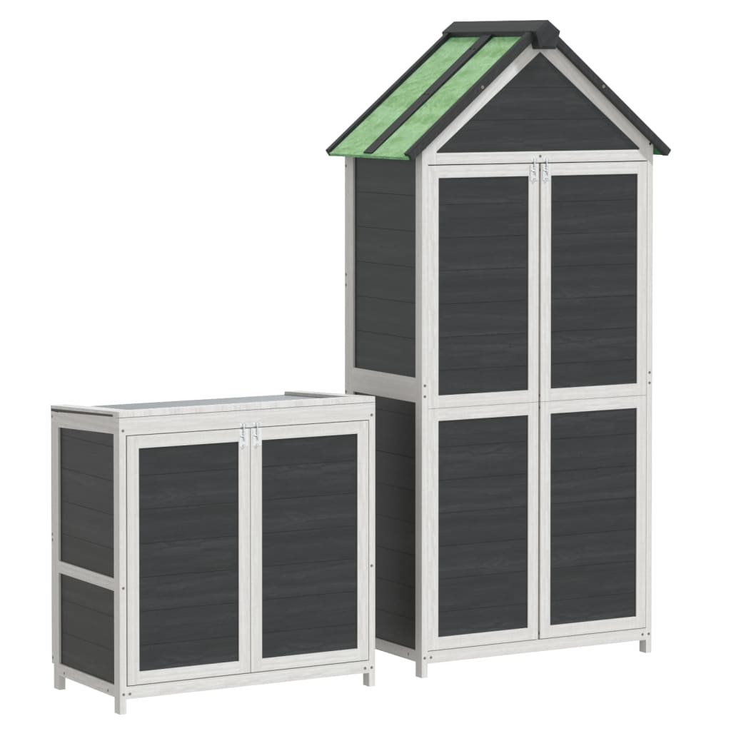 Redskabsskur til haven 2 dele massivt fyrretræ grå - number 7.