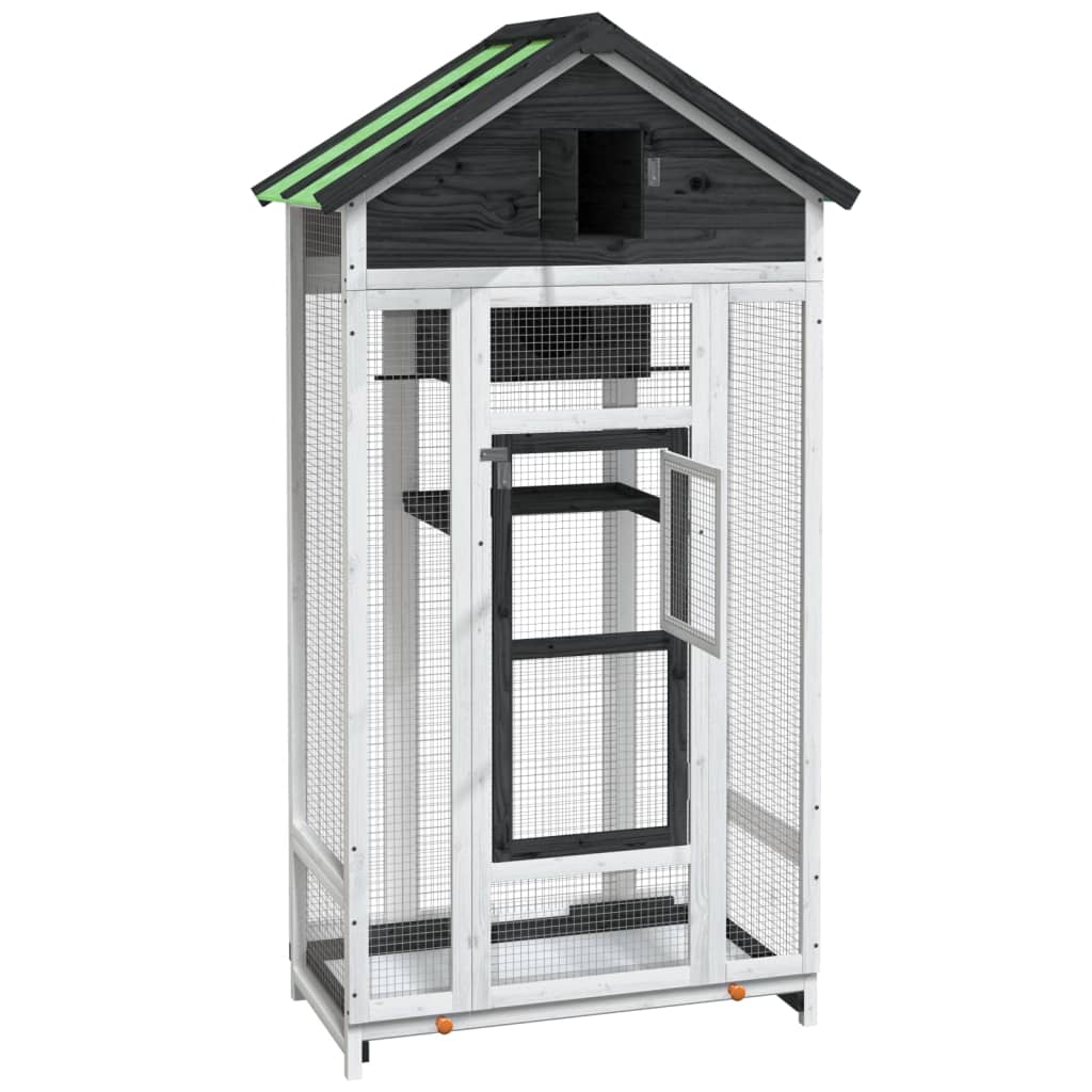 Cage à oiseaux 91,5x53x170 cm pin massif - gris - number 4.