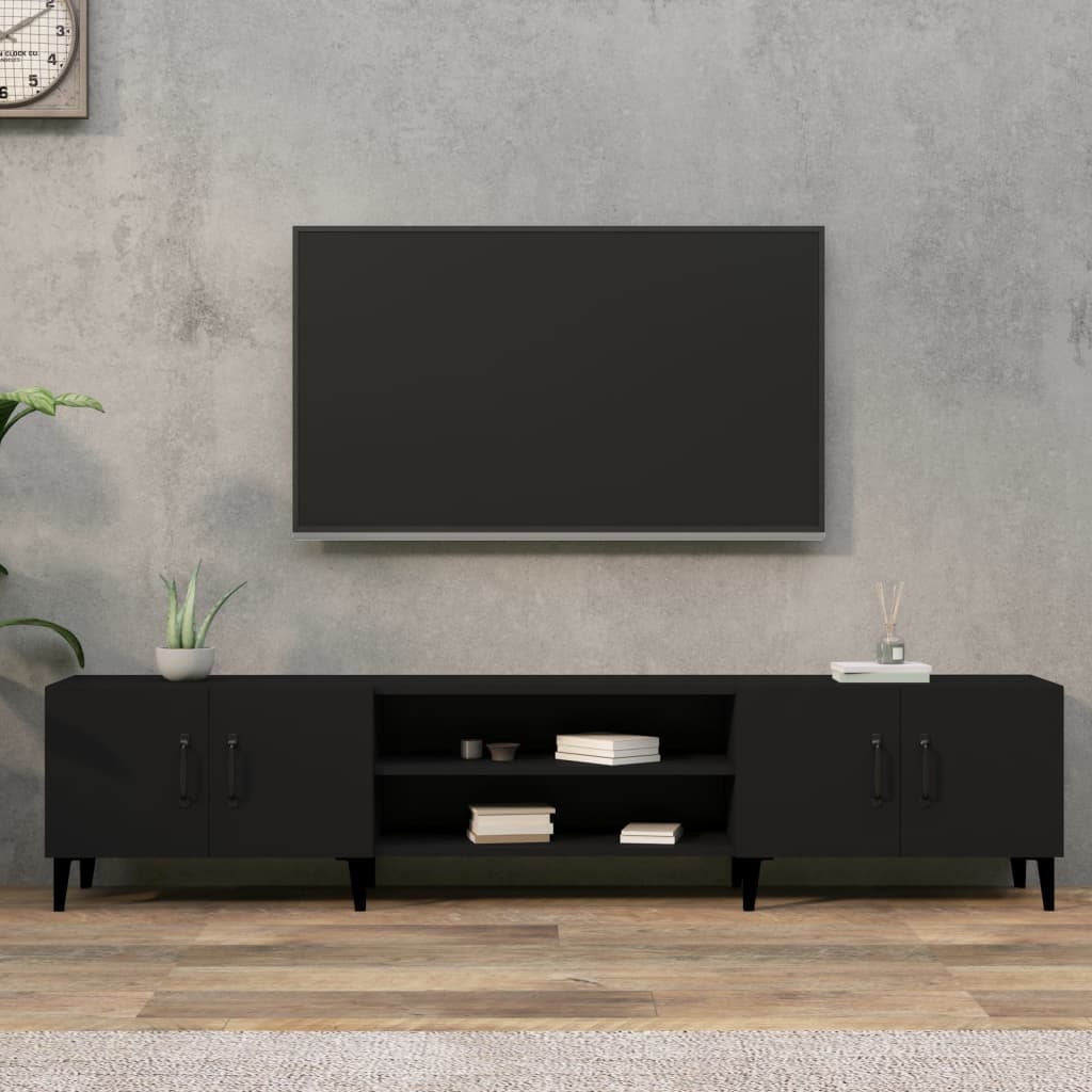 Tv-bord 180x31,5x40 cm konstruert tre - svart, 1 - number 1.