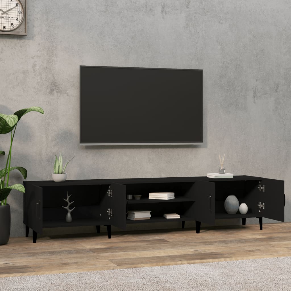 Stolik pod tv 180x31,5x40 cm drewno klejone - czarny, 1 - number 3.