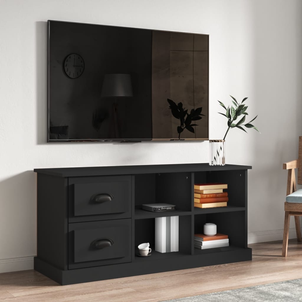 Stolik pod tv 102x35,5x47,5 cm drewno klejone - czarny, 1, 102 cm - number 1.