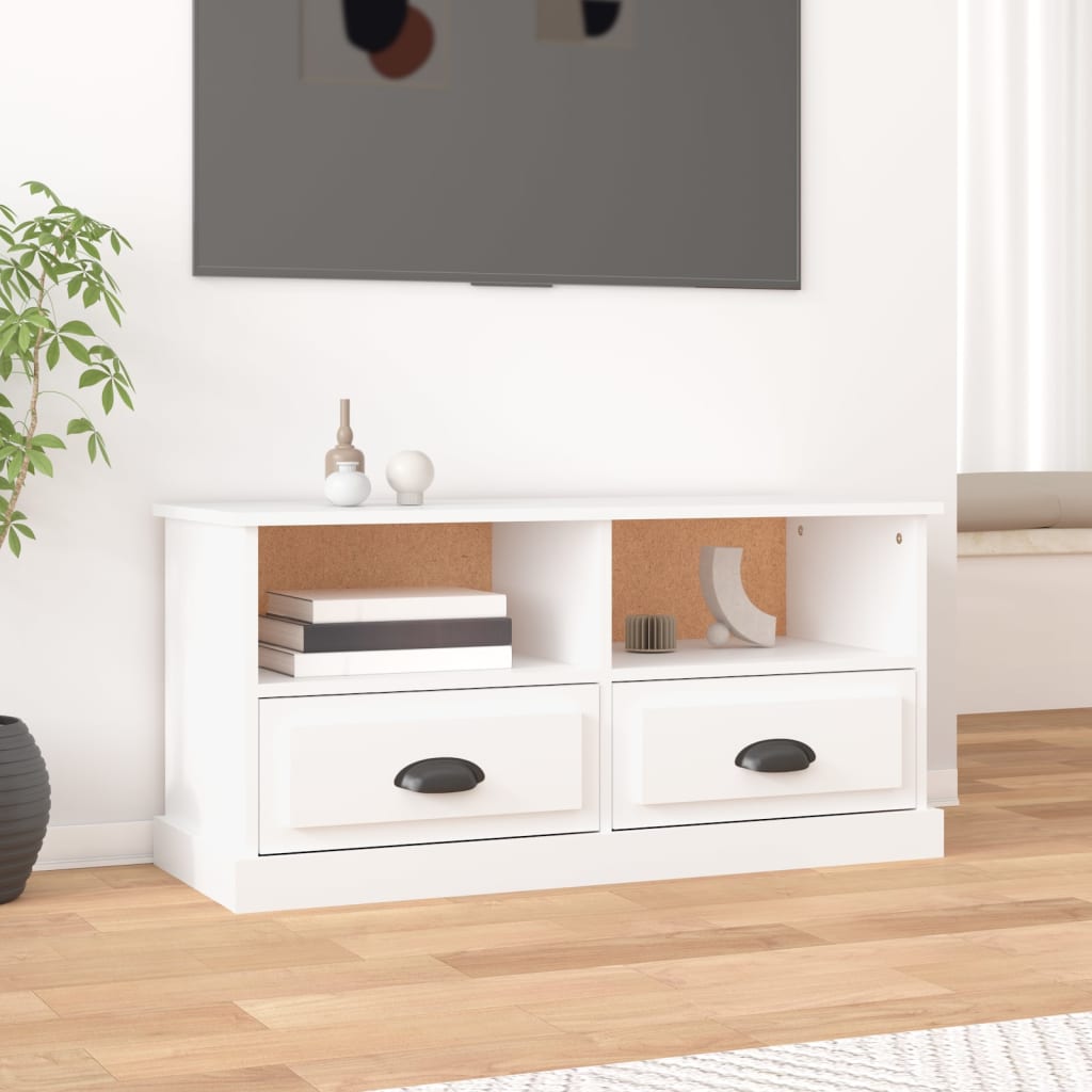 Stolik pod tv 93x35,5x45 cm drewno klejone - biały, 1 szt. - number 1.