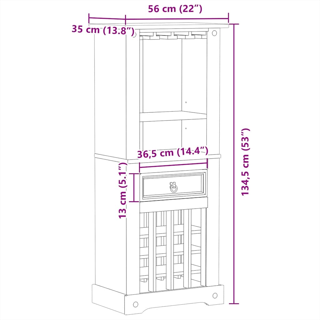 Stalak za vino corona 56x35x120 cm puna borovina - number 9.