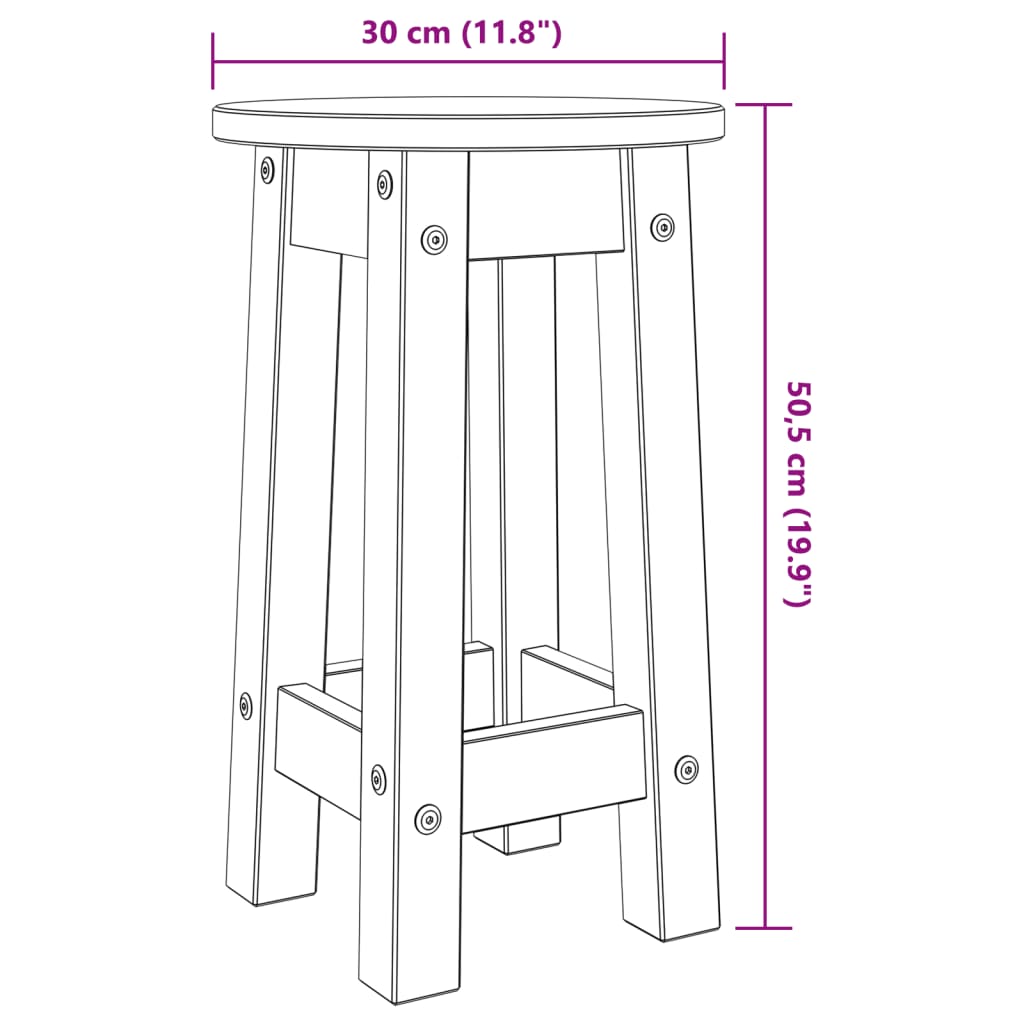Hokery barowe szt. sosna lita - brązowy, 2 szt. - number 9.