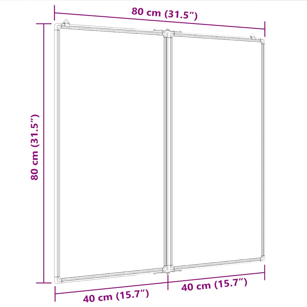 Pizarra magnética 80x80x1,7 cm plegable de aluminio - 80 x 80 x 1,7 cm - number 7.