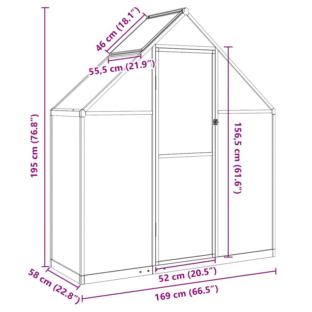 Greenhouse with foundation frame aluminum - green, 169 x 58 x 195 cm, 1 - number 10.