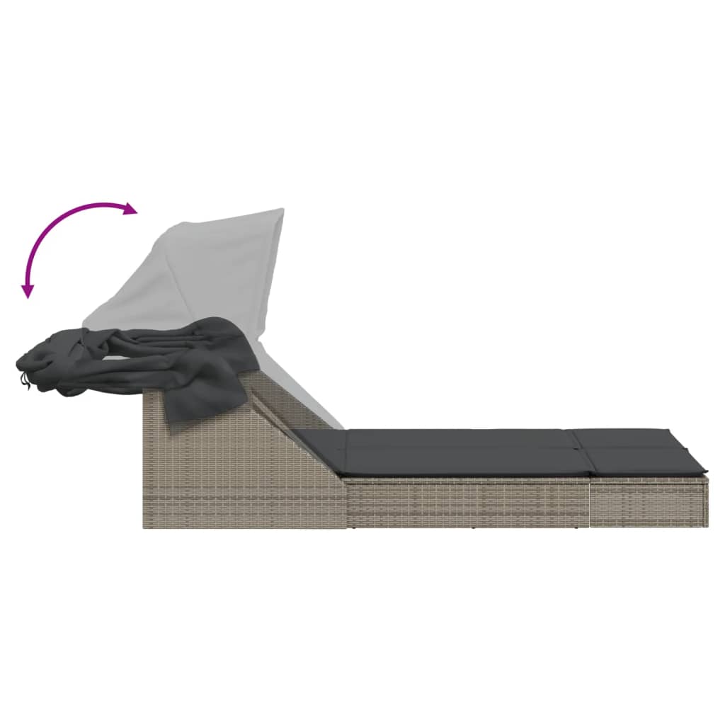 Ležaljka s baldahinom i jastucima poliratan - siva, 1 - number 6.