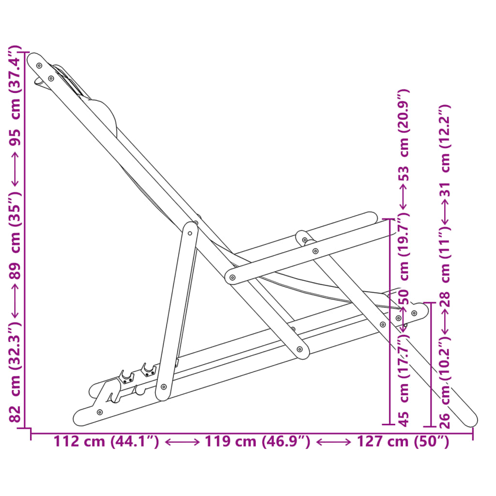 Ležaljke za plažu kom. sklopiva tkanina i puno drvo - sivo-smeđa, 2, s naslonima za ruke - number 12.