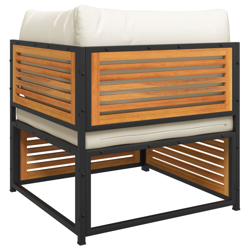 Kauč ​​set za vrt 7 dijelova s ​​jastucima čvrsta akacija stabala - vrhnja, 3x kutni dijelovi + 2x srednji dio + fotelje + tablica, 1 - number 8.