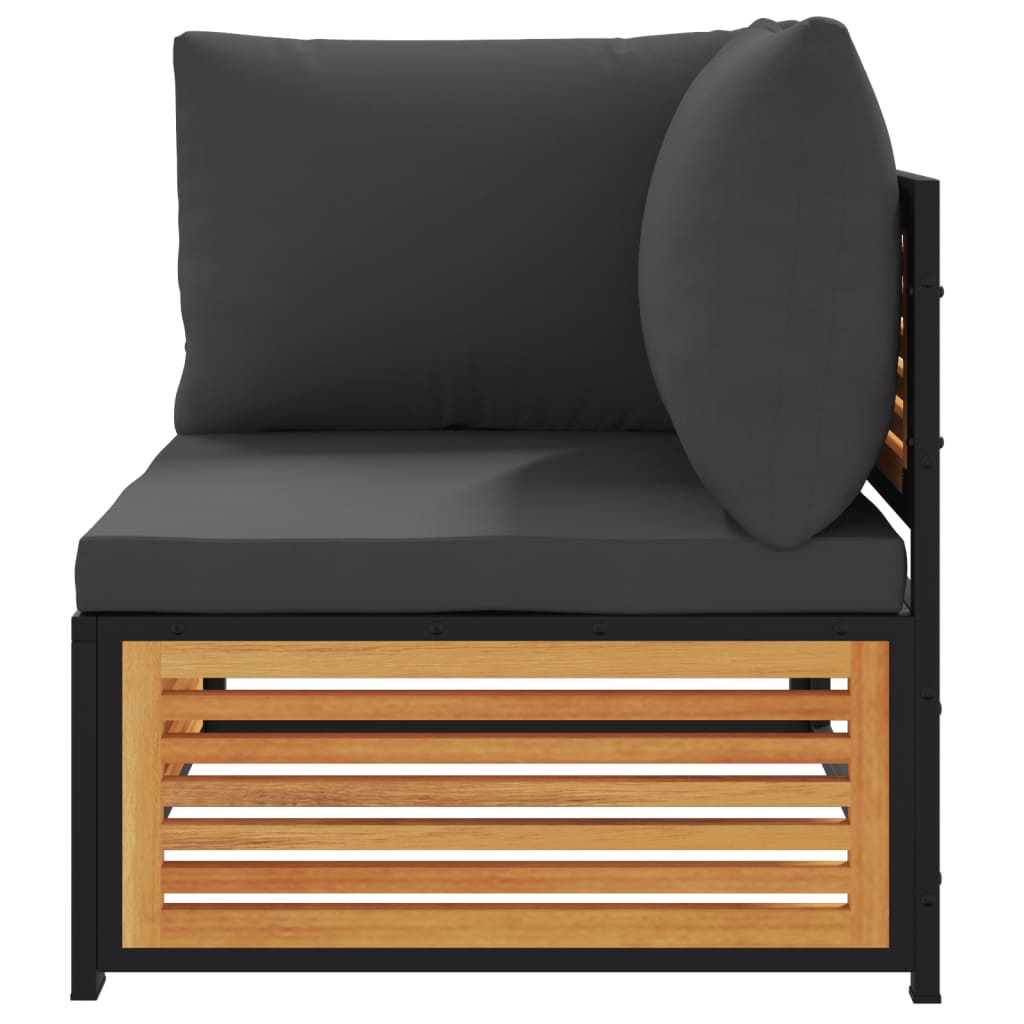 Sofasæt til haven 2 dele med hynder massivt akacietræ - antracitgrå, 2-sædet, 1 - number 5.