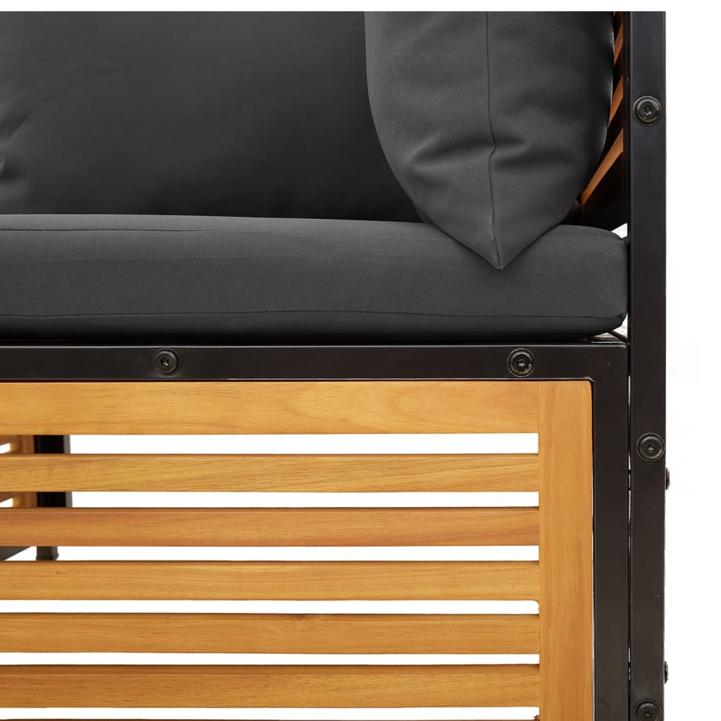 Sofasæt til haven 2 dele med hynder massivt akacietræ - antracitgrå, 2-sædet, 1 - number 8.