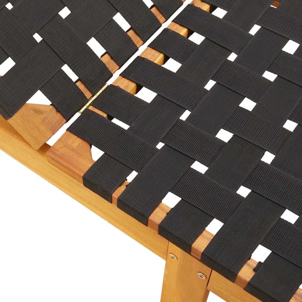 Liggestole stk. massivt akacietræ og stof - sort, 2, uden bord - number 7.