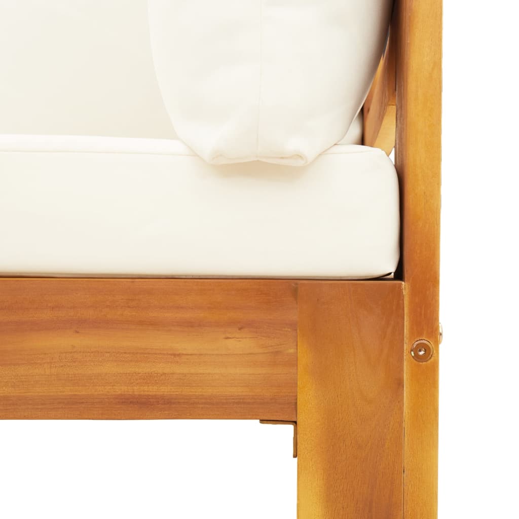 Dnevni boravak za vrt 5 dijelova s ​​jastucima solid acacia stabla - krema, stolica + kutni dijelovi + 2x kauč + tablica, 1 - number 9.