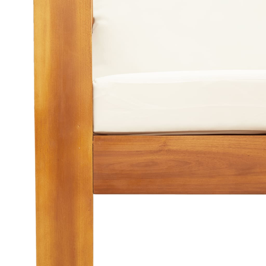 Dnevni boravak za vrt 5 dijelova s ​​jastucima solid acacia stabla - krema, stolica + kutni dijelovi + 2x kauč + tablica, 1 - number 8.