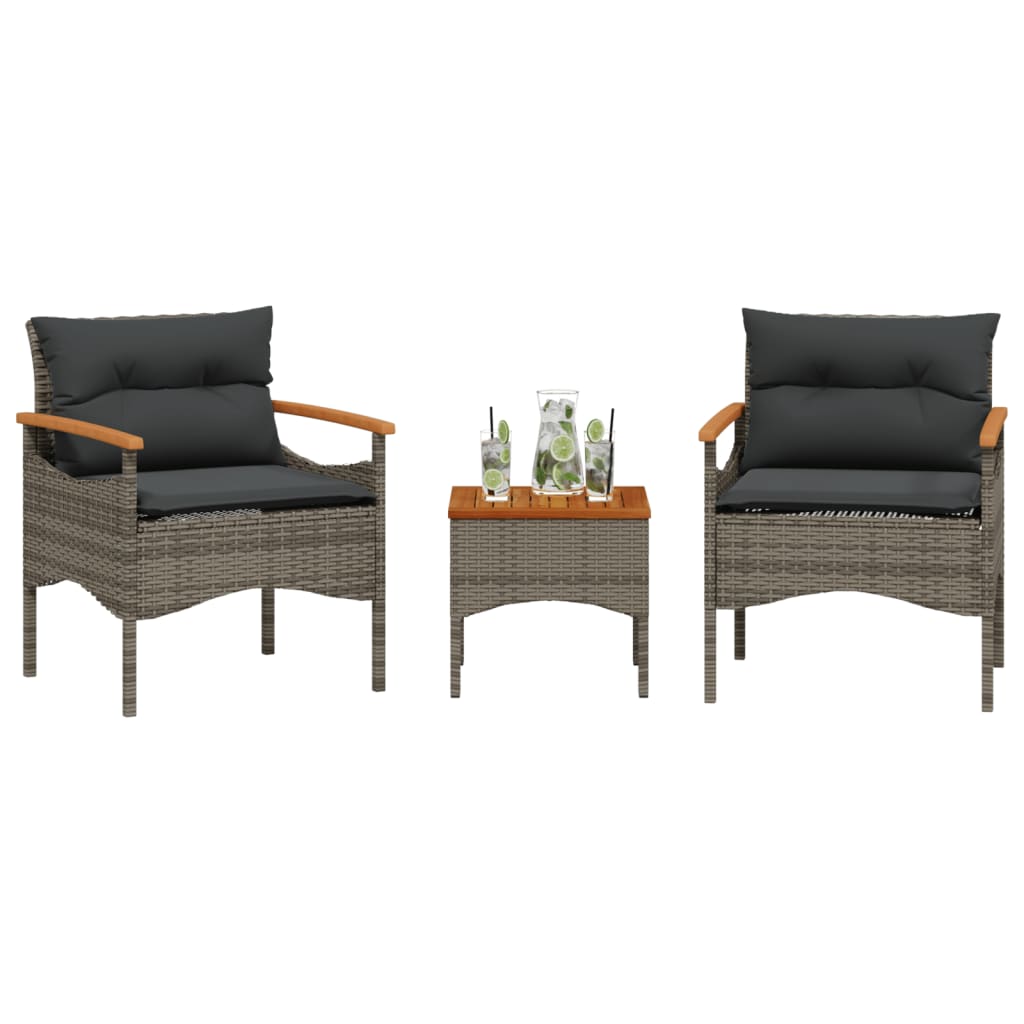 Vrtna garnitura 3 dijela s jastucima poliratan - siva, 1 - number 1.