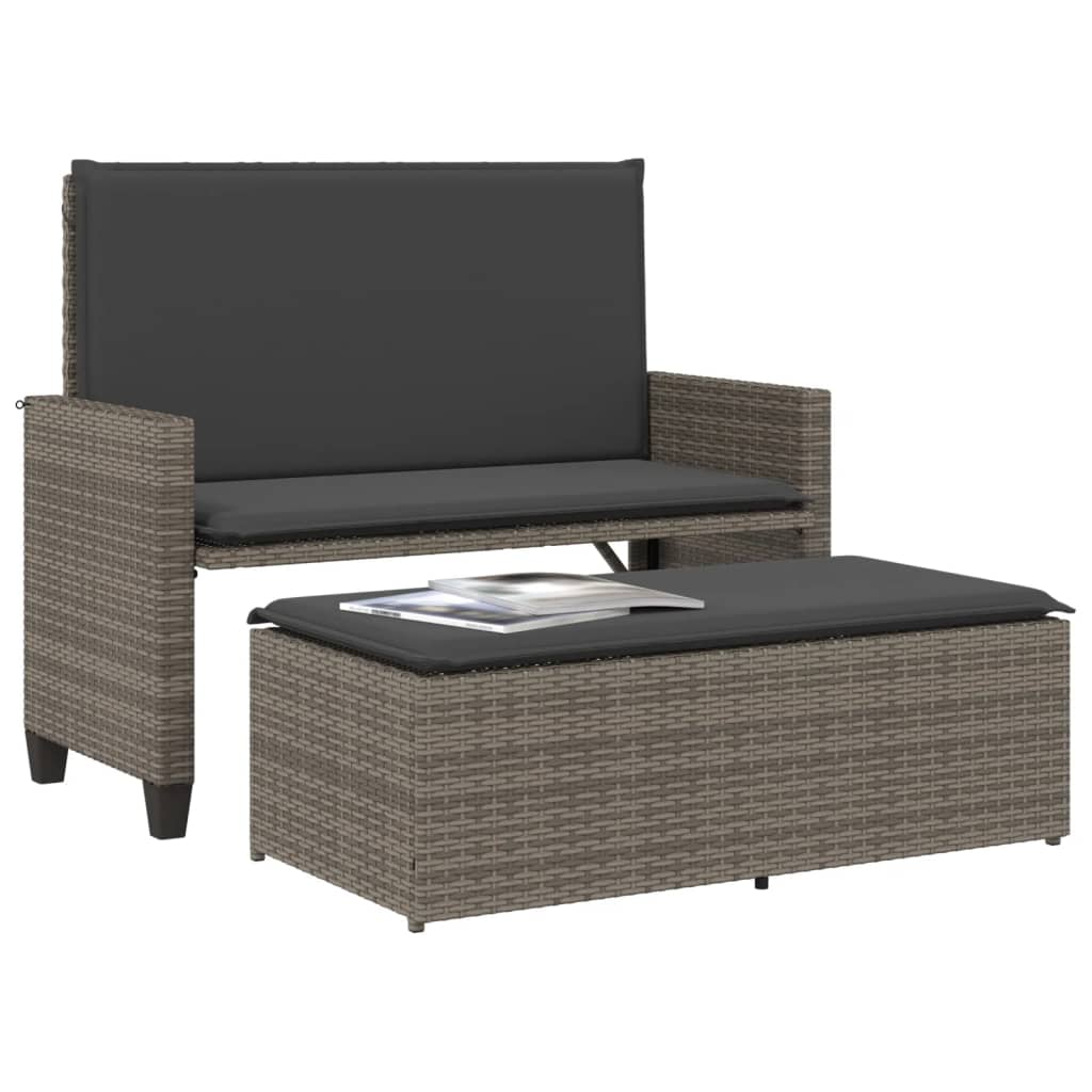 Vrtna klupa s jastucima i podnožjem poliratan - siva, 1 - number 4.