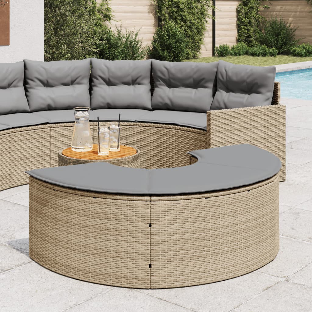 Haveskammel med hynde polyrattan - beige, 1 - number 1.