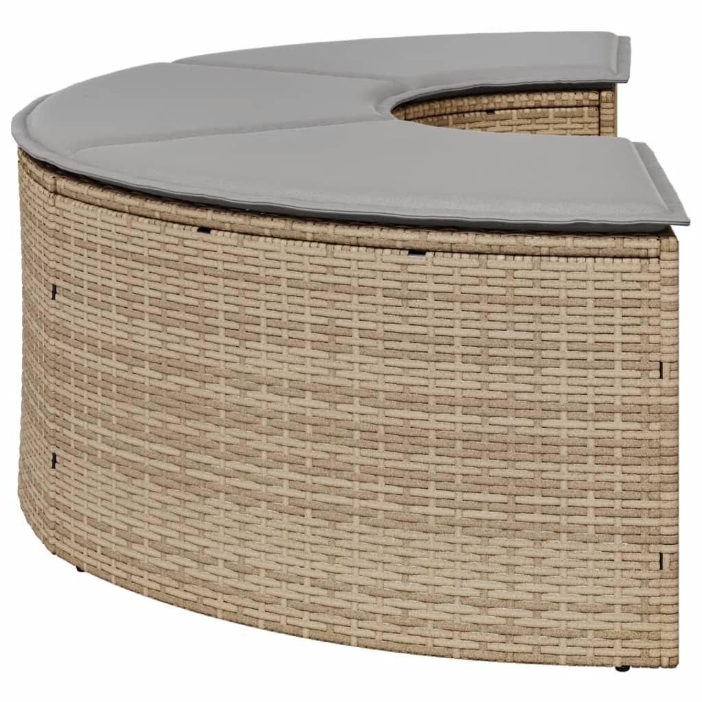 Haveskammel med hynde polyrattan - beige, 1 - number 4.