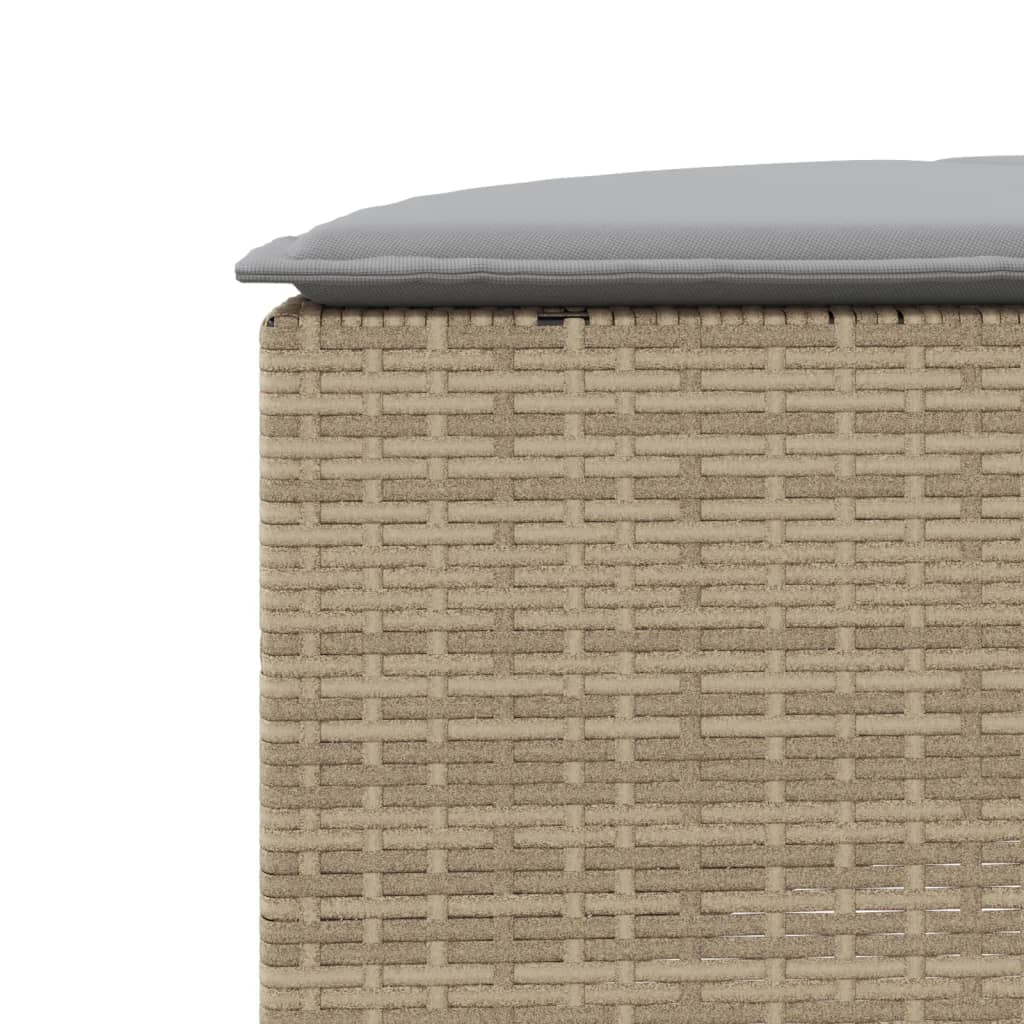 Haveskammel med hynde polyrattan - beige, 1 - number 6.