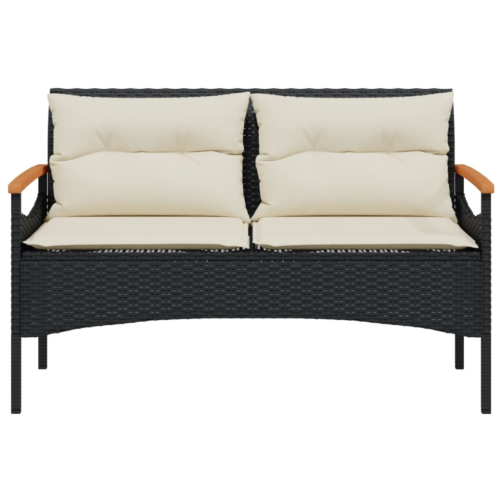 Havebænk med hynder 116x62,5x74 cm polyrattan sort - number 4.