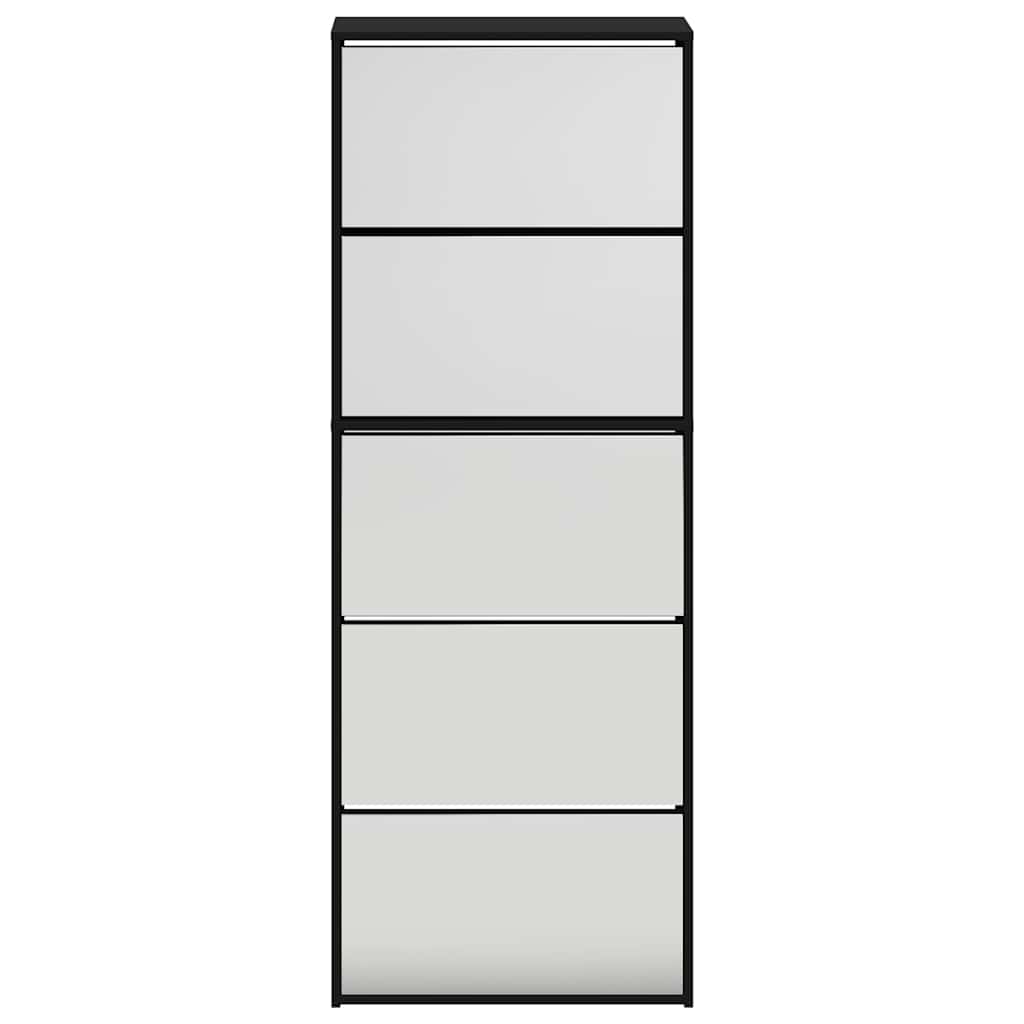 Ormarić za cipele s ogledalom i 5 polica 63x17x169,5 cm - crni, 1 - number 6.