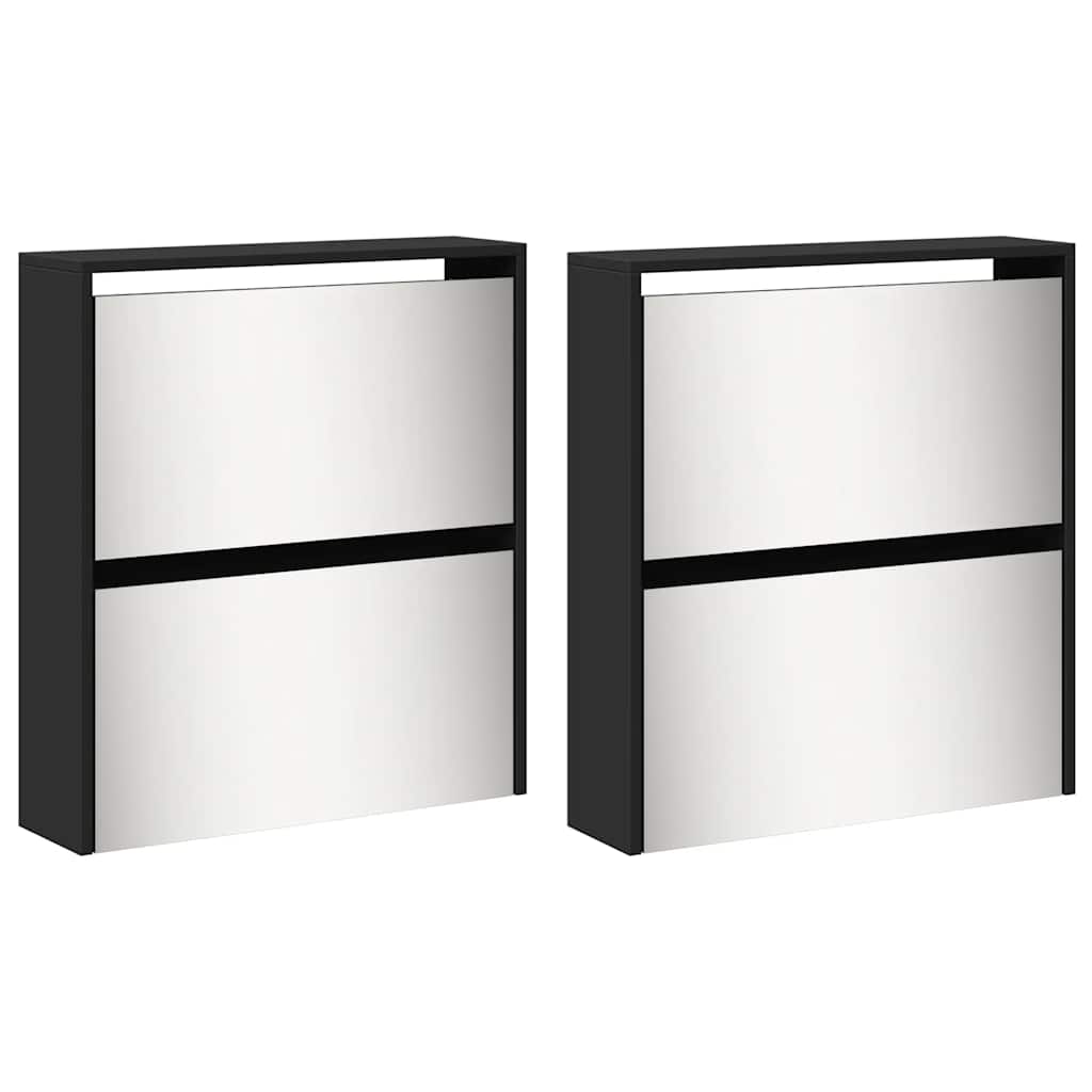 Ormarić za cipele s ogledalom i 4 police 63x17x134 cm - crni, 1 - number 4.