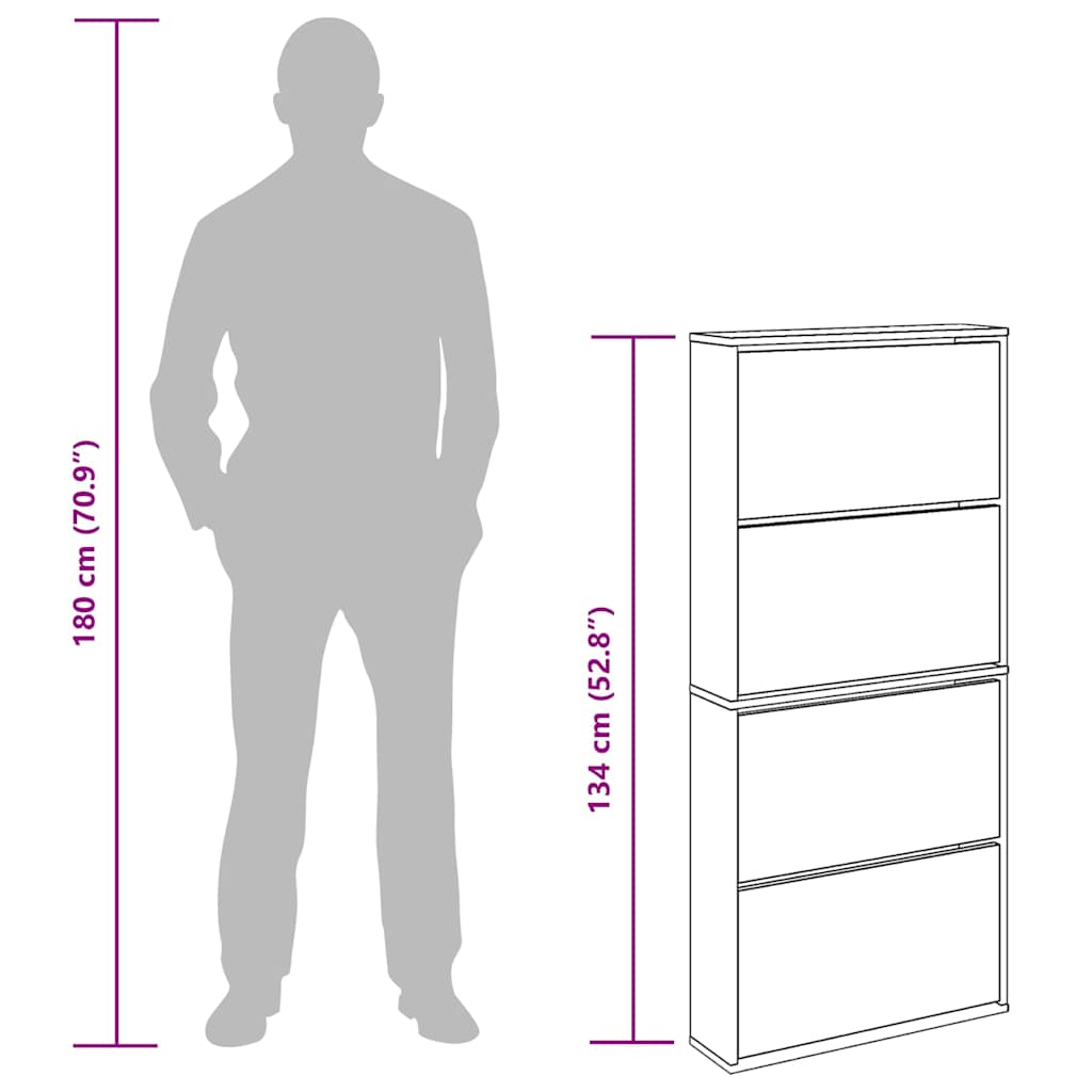Ormarić za cipele s ogledalom i 4 police 63x17x134 cm - crni, 1 - number 10.