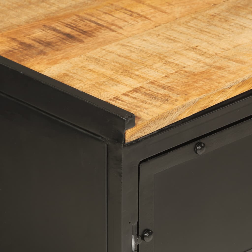 Baderomsmøbelsett 2 deler jern og heltre mangotre - svart, tre, 1 - number 7.