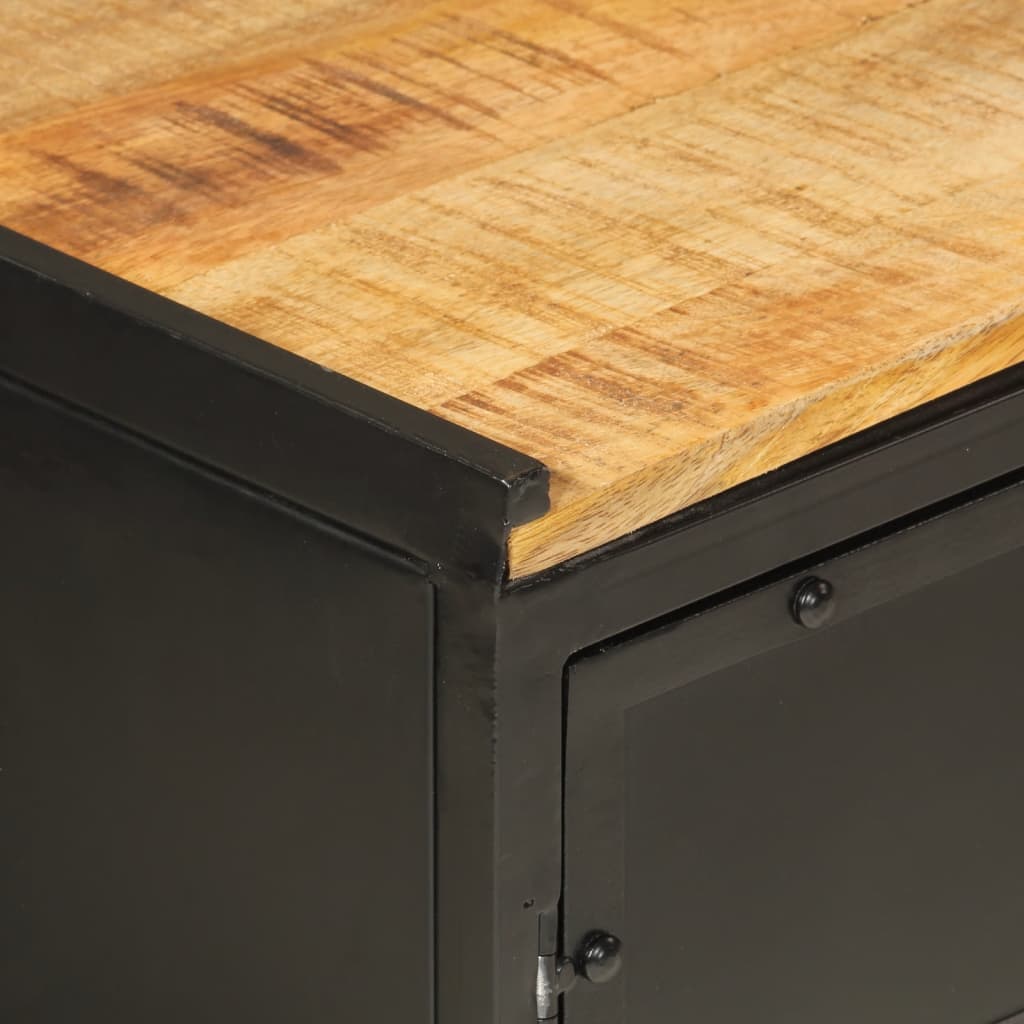 Møbelsæt til badeværelse 5 dele jern og massivt mangotræ - sort, træ, 1 - number 10.