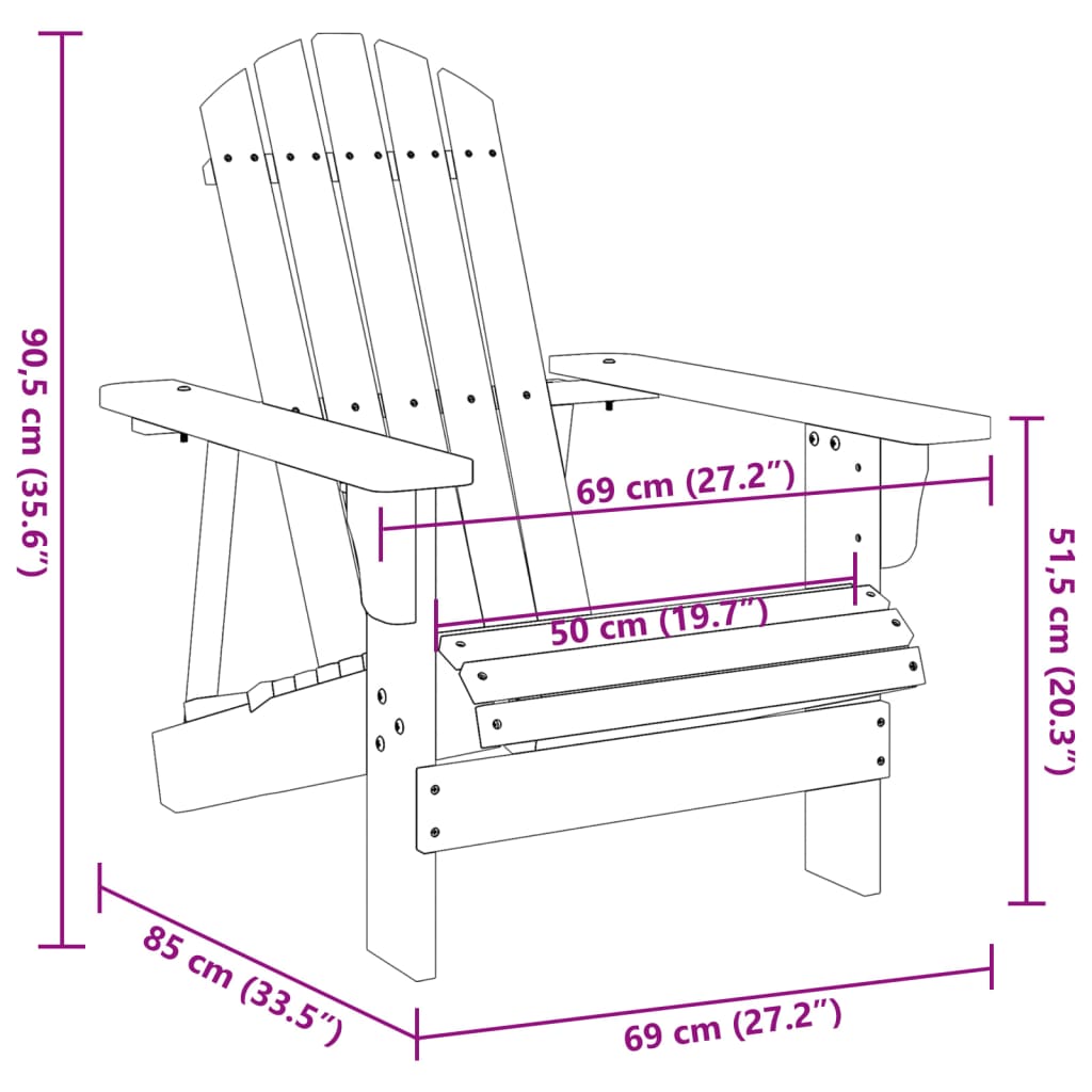Adirondack-stol 69x85x90,5 cm massivt grantræ grå - number 8.