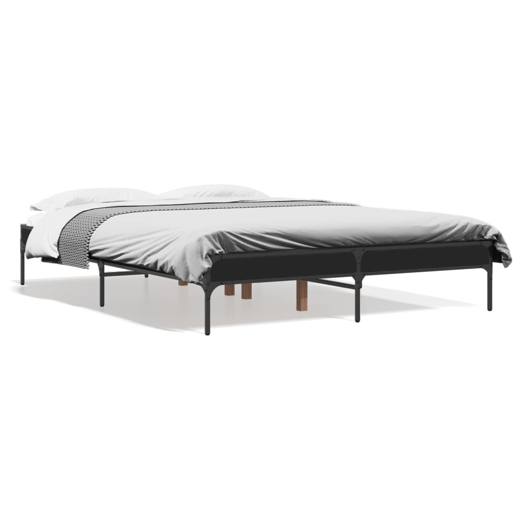 Bed frame constructed wood and metal - black, 135 x 190 cm, 30 cm - number 2.