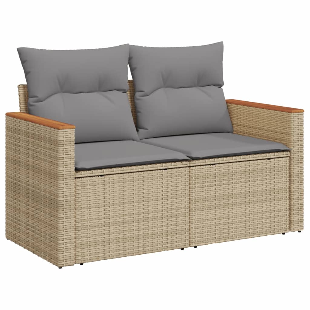 Hagesett sett 8 deler med puter polyrattan - blandet beige, ooo 2, 1 - number 3.