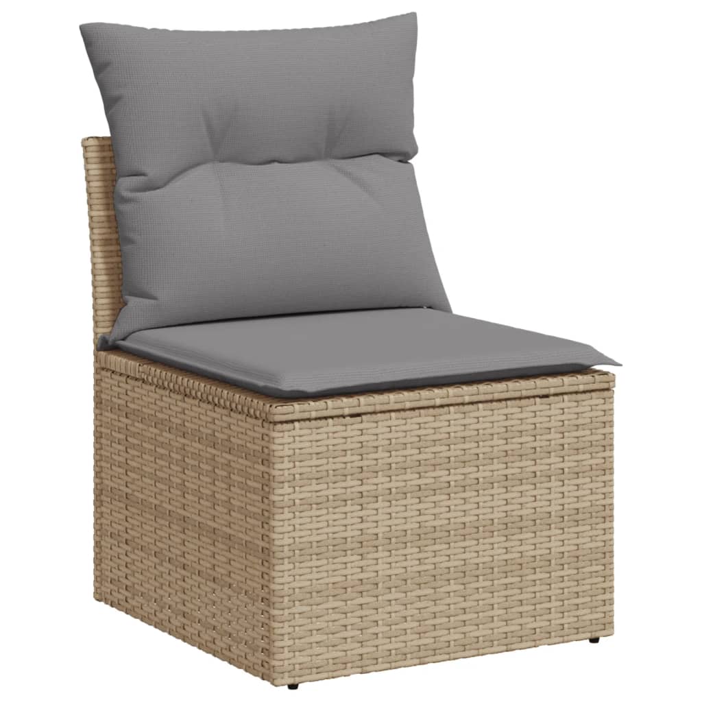 Hagesett sett 6 deler med puter polyrattan - blandet beige, uten bord, 1-1 - number 5.