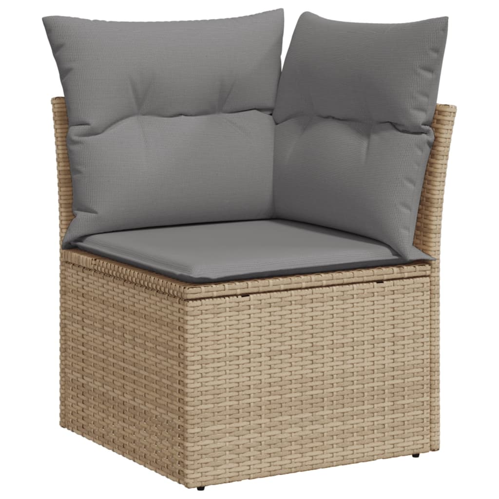 Hagesett sett 6 deler med puter polyrattan - blandet beige, uten bord, 1-1 - number 4.