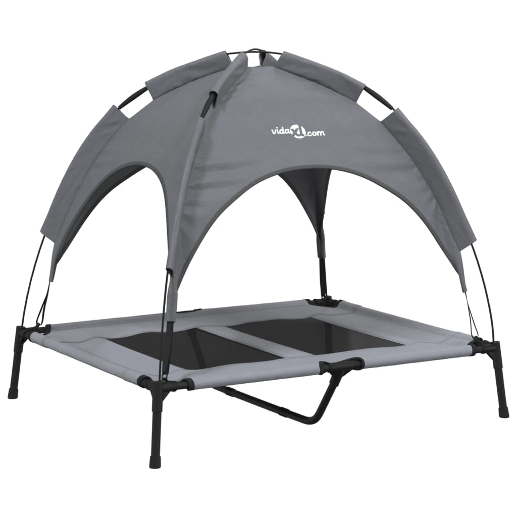 Lit de chien avec canopée tissu oxford et gris anthracite en acier - 92 x 77 x 85 cm - number 2.