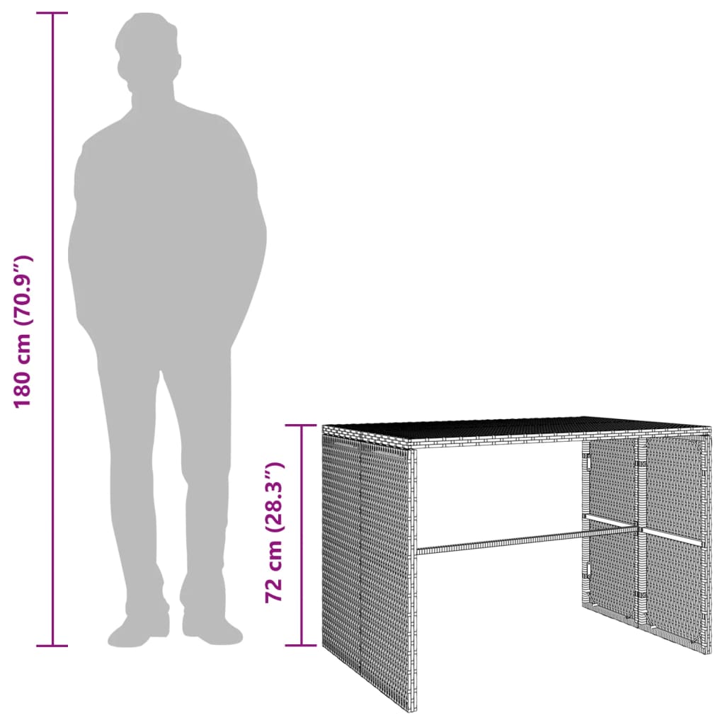 Blagovaonska stolna garnitura za vrt 3 dijela s jastucima poliratan - siva, 1 - number 12.